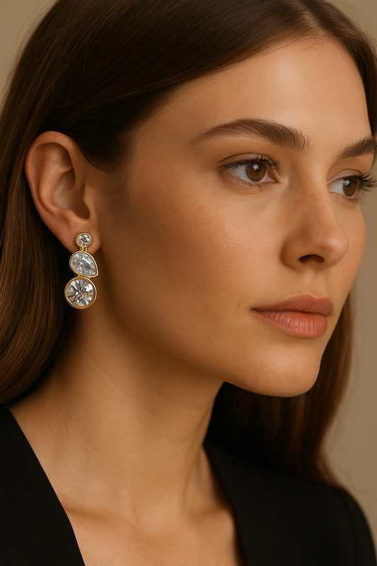 Crystal Trio Örhänge Guld och Silver