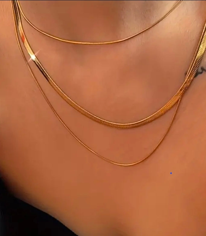 Triple Layer Glow Necklace – Guld